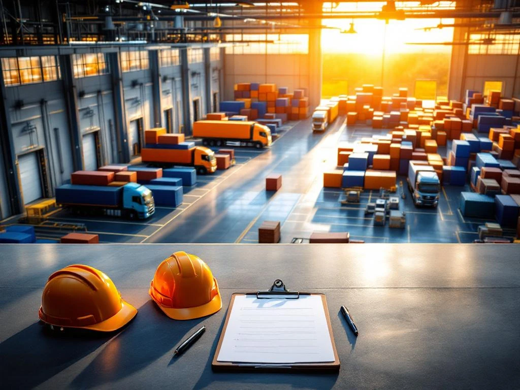 Luchtfoto van moderne logistieke warehouse in Nederland met geautomatiseerde transportbanden en kleurrijke containers